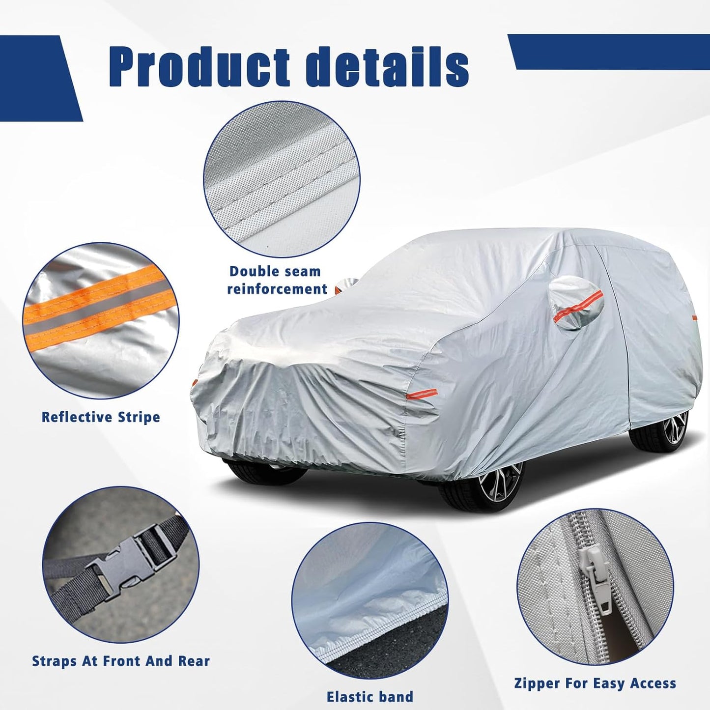 Kayme 6 Layers SUV Car Cover Custom Fit for Mazda CX-30/CX-3/CX 30/CX 3 (2019-2025) Waterproof All Weather for Automobiles, Outdoor Full Cover Rain Sun UV Protection.Silver
