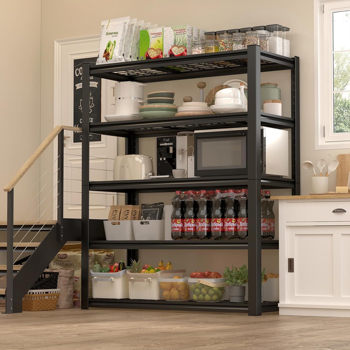 Garage Shelving,5-Tier Metal Storage Shelves,Metal Shelves for Garage Storage,Steel Shelving 24" D x 47" W x 72" H