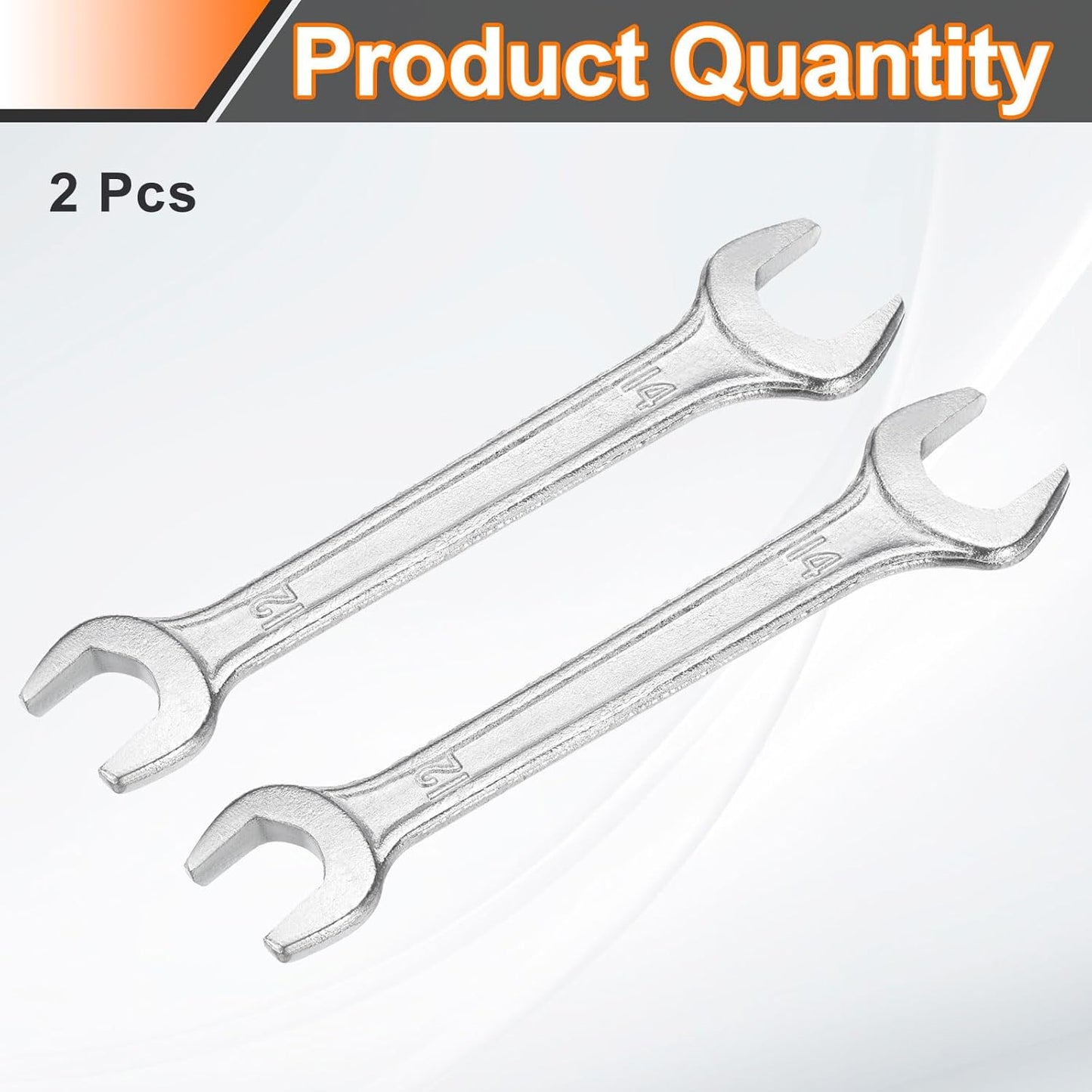 HARFINGTON 2pcs Double Open End Wrench 12mm x 14mm Metric 15 Degree Offset Angle Small Flat Head Wrench Galvanizing Open Ended Spanner for Automotive Repair Furniture Assembly