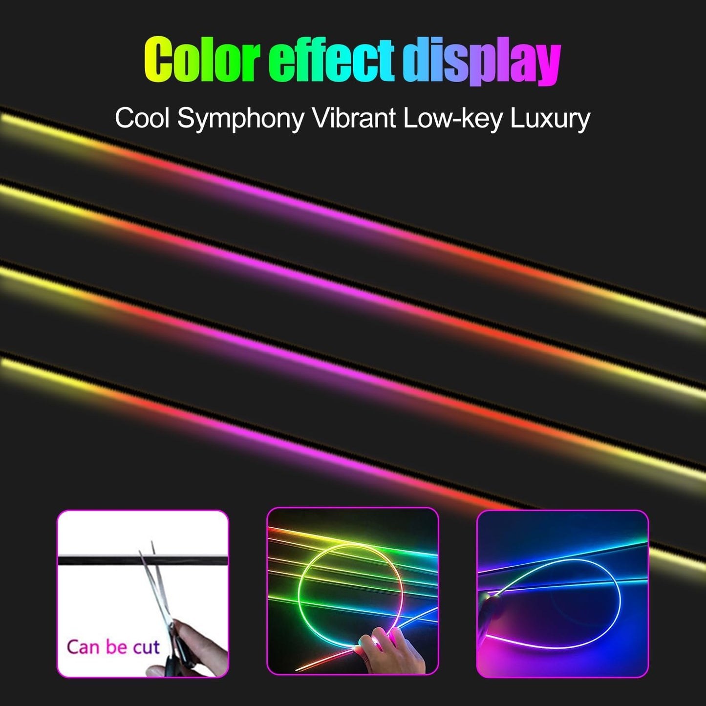 Car Interior Ambient Lights,18 in 1 128 Colorful LED Acrylic Fiber Optic Strip,Universal Multiple Modes Decoration Atmosphere with Music Sync Rhythm,APP Control,RGB Neon Lighting for All Cars