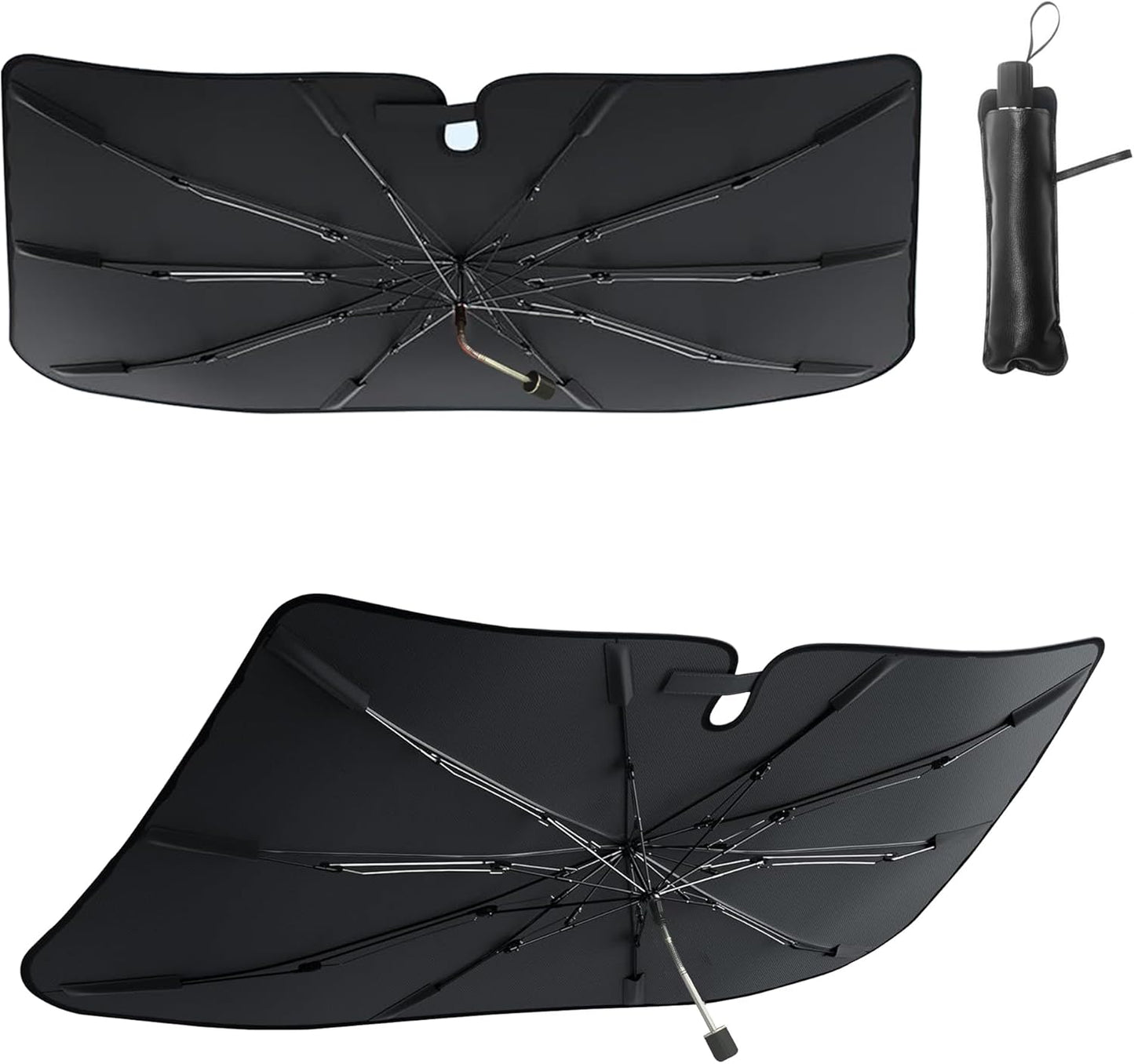 Windshield Sun Shade Umbrella, Portable Foldable, Spring Structure Wind Shield, Front Window Sunshade, Protect from Sun Rays Car Windshield, Universal for Any Car (57'' x 31.5'')