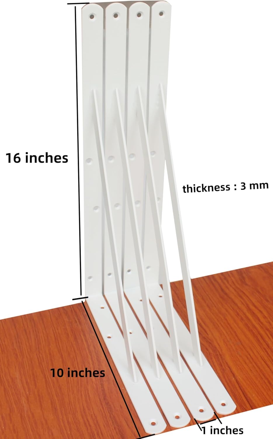 16 Pack L16 x H 10" White Heavy Duty Shelf Brackets with Screws Metal Shelf Brackets Shelf Support Angle Brackets for Shelves L Brackets Heavy Duty Floating Shelf