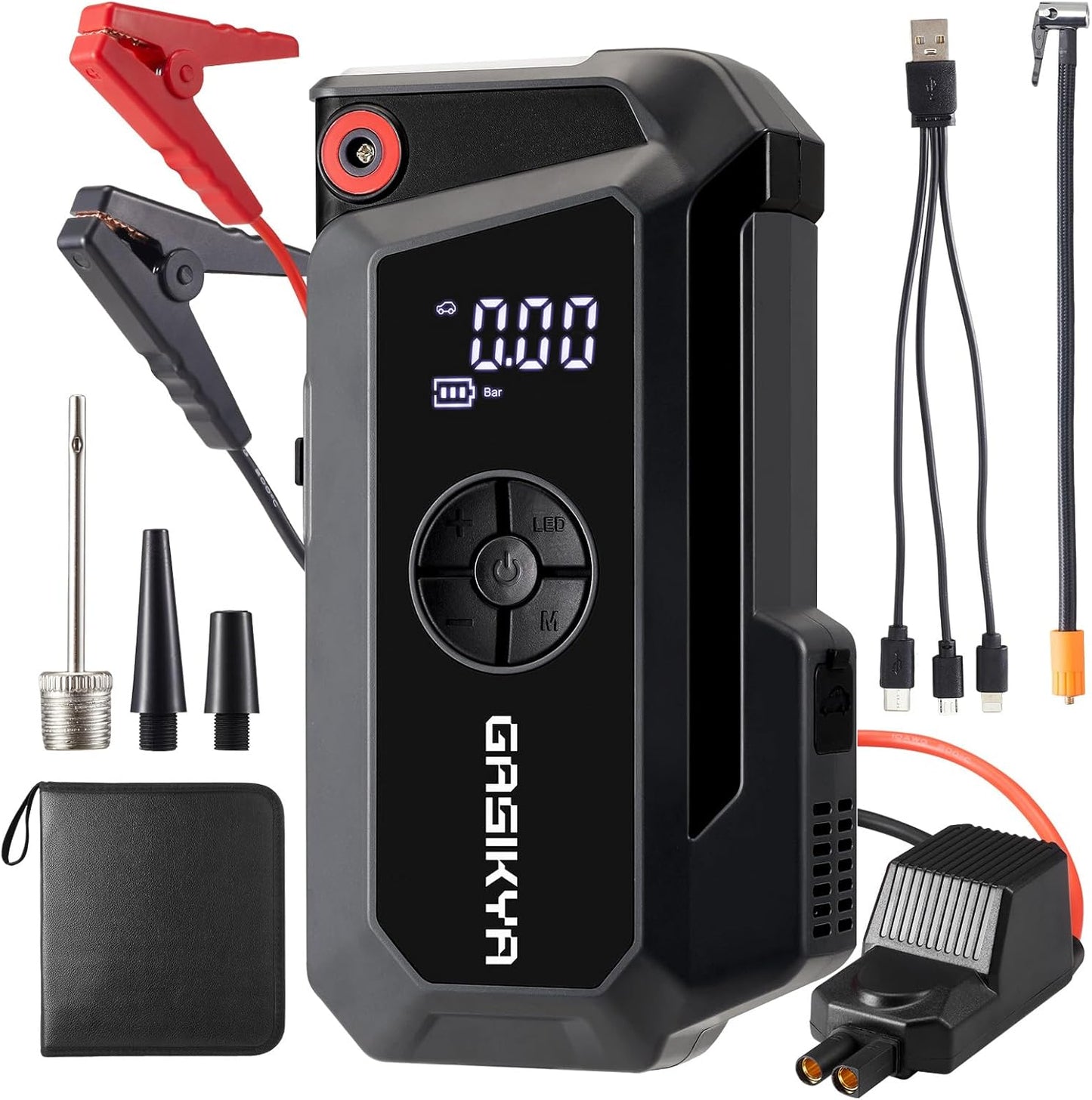 TM16K2 Car Jump Starter 8000A Jump Starter Battery Pack for Up to 6.0L Gas and 4.0L Diesel Engines, 29.6Wh Portable 12V Jump Box with USB Ports, LCD Display, Storage Case, and LED Light