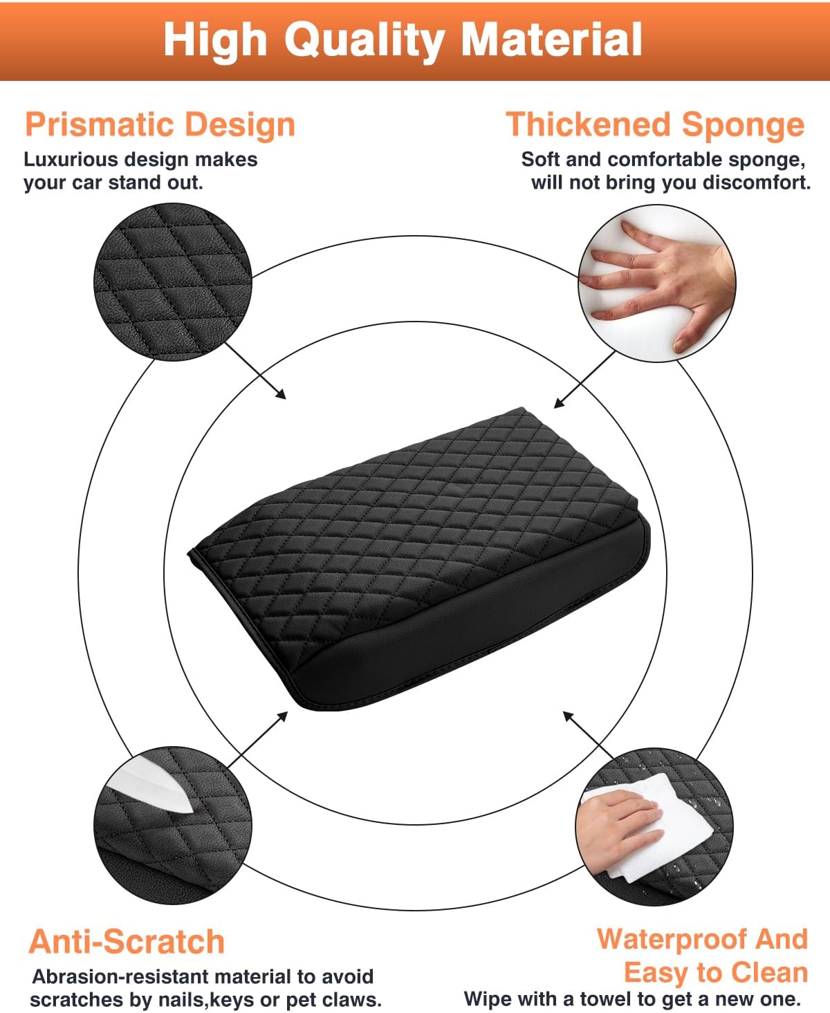 Shademax Center Console Cover for Toyota Land Cruiser Prado LC250 2024 2025 2026 Accessories, Prado LC250 Armrest Cover Cushion Pad Console Armrest Seat Box Protector PU Leather Anti-Scratch Black