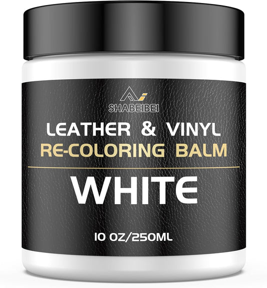 Leather Recoloring Balm,10oz Leather Color Restorer Leather Repair Kit for Furniture Car Leather Scratch Remover, White Leather Color Restorer for Couches,Leather Dye Paint for Faded