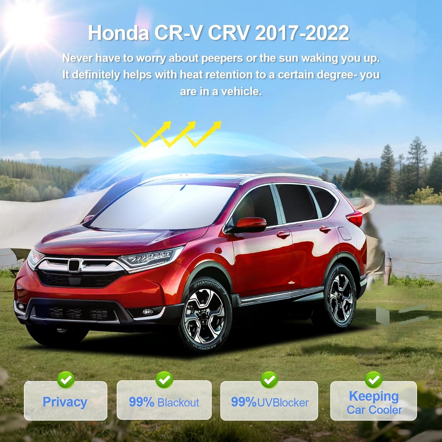 8pcs Car Window Shades for Honda CR-V CRV 2017-2022 Accessories,Windshield Side Rear Full Sunshade,Sun Visor UV Blocking, Privacy Protection and Blackout for Camping Outdoor