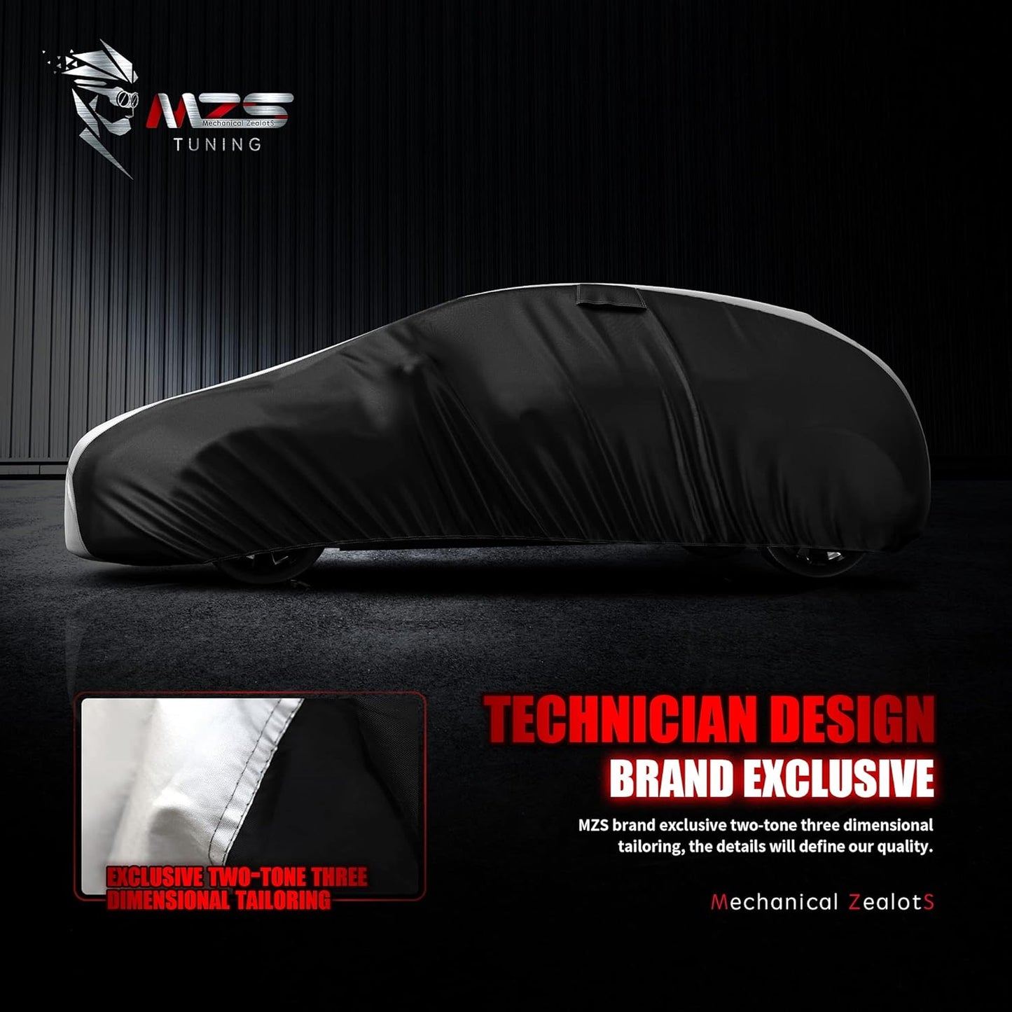 MZS Hatchback Car Cover for Automobiles, All Weather Waterproof Protection Cover fits up to 171 inch Hatchback, Two Tone Full Exterior Covers with Rain Sun Wind Proof Vents Adjustable Buckle