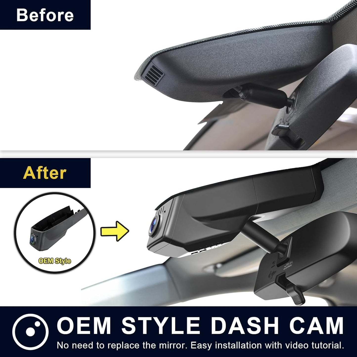 Front 4K & Rear 1080P Dash Cam Custom fit for GMC Yukon, Yukon XL 2015 2016 2017 2018 2019 2020(Model C), Model C & Model D Have Same Models Years but Vehicle Sensor Cover are Different