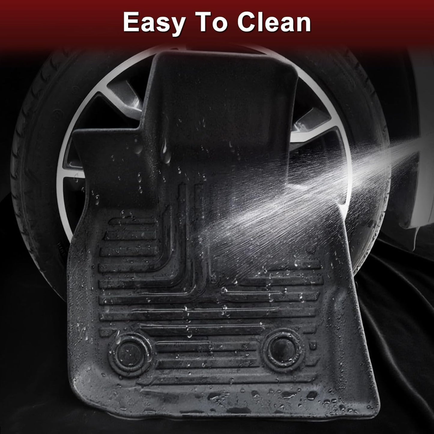 Wayhigh-All Weather Floor Mats Fit for Hyundai Santa Cruz 2022-2024 2025 Custom Fit TPE Heavy Duty Car Mats Santa Cruz Accessories-Black