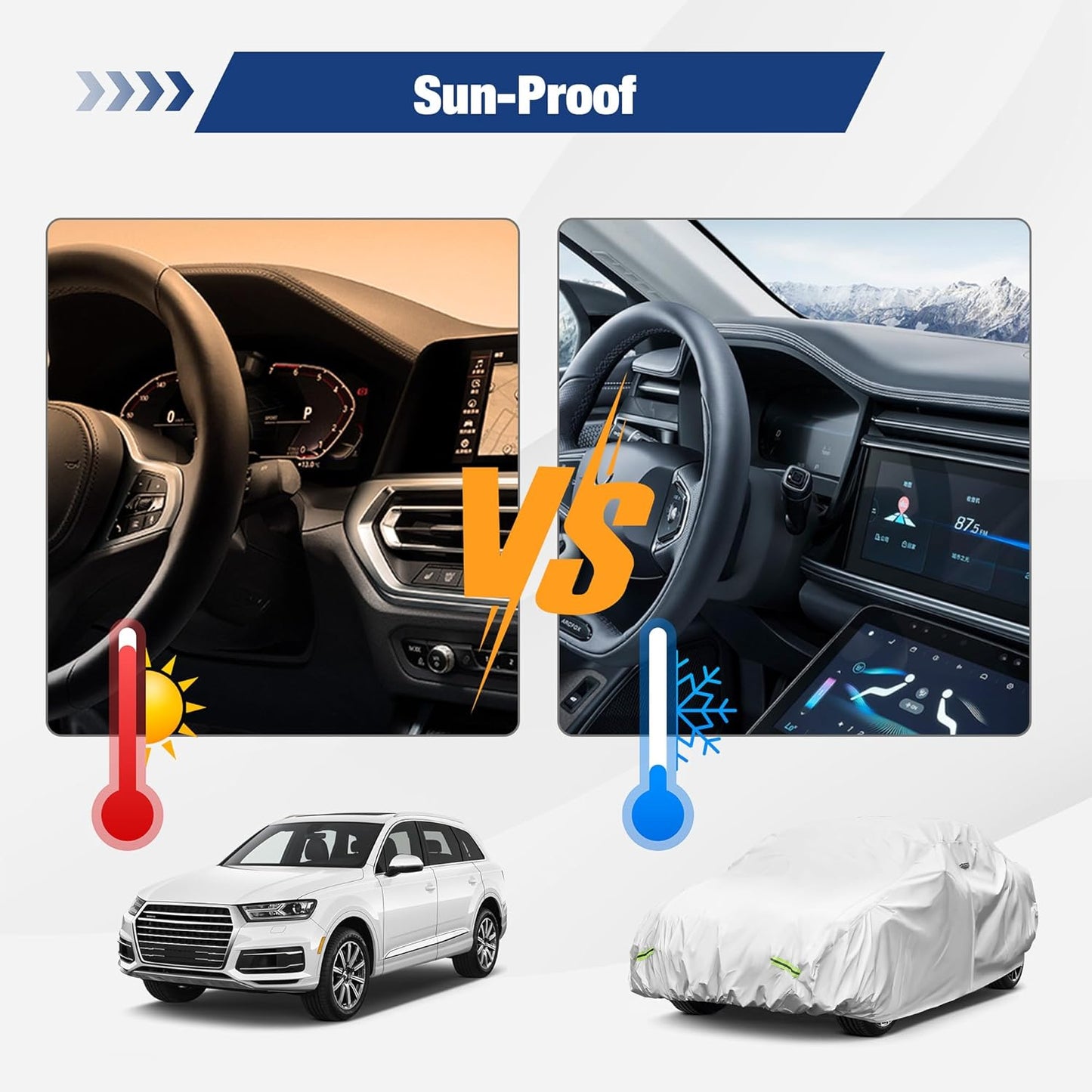 YOLENY Car Cover Waterproof All Weather Full Exterior Covers with Zipper,Universal Fit Sedan Chevrolet Corvette,Ford Fusion,Kia Stinger,Nissan Maxima,Subaru Legacy,Honda Accord etc.(UP to 191 inch)