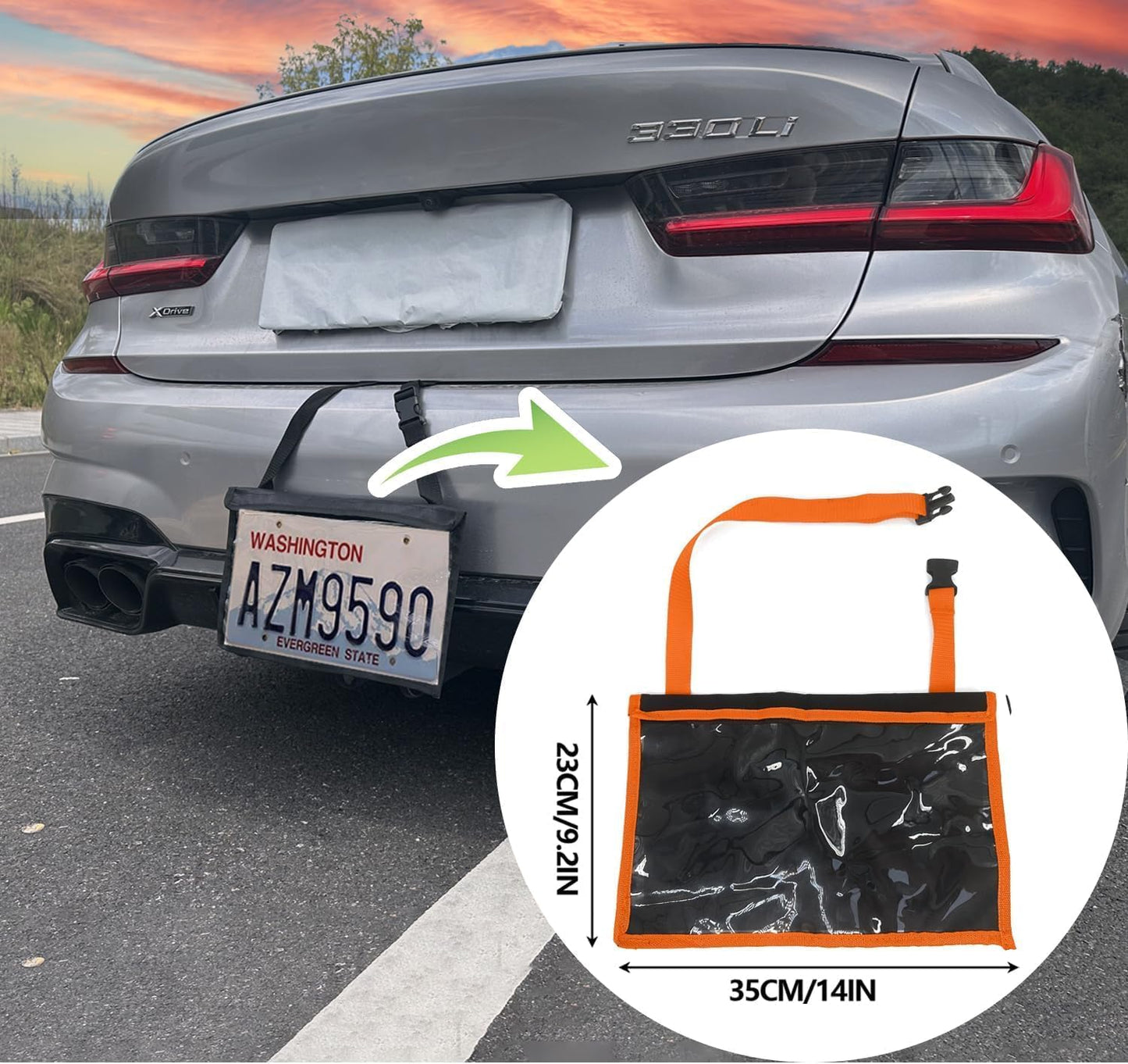 License Plate Holder with Hanging Strap, Test Drive Tag Bag, Dealer Plates License Frame Cover, for Car SUV Truck (Orange, 5)