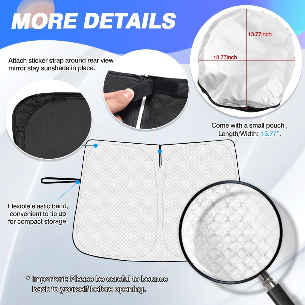 Windshield Sun Shade for Honda CR-V 2023-2025 2026 CRV Accessories Thicken 6-Layer Front Window Sunshade Cover Sun Visor Protector Foldable Block UV Rays Keep Vehicle Cool