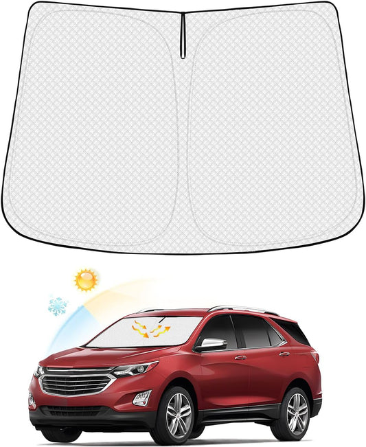 Windshield Sun Shade for Chevrolet/Chevy Equinox 2018-2024 Accessories Thicken 6-Layer Foldable Front Window Sunshade Sun Visor Protector Block UV Rays Keep Vehicle Cool