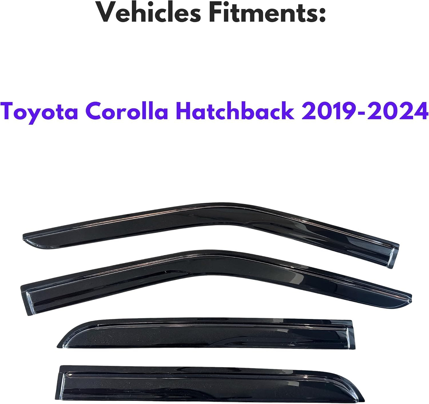 KPY Window Visor Compatible with Toyota Corolla Hatchback 2019-2024, 4PC Rain Guard Side Window Vent Deflectors Tape-On Mugen Style, 2019 2020 2021 2022 2023 2024