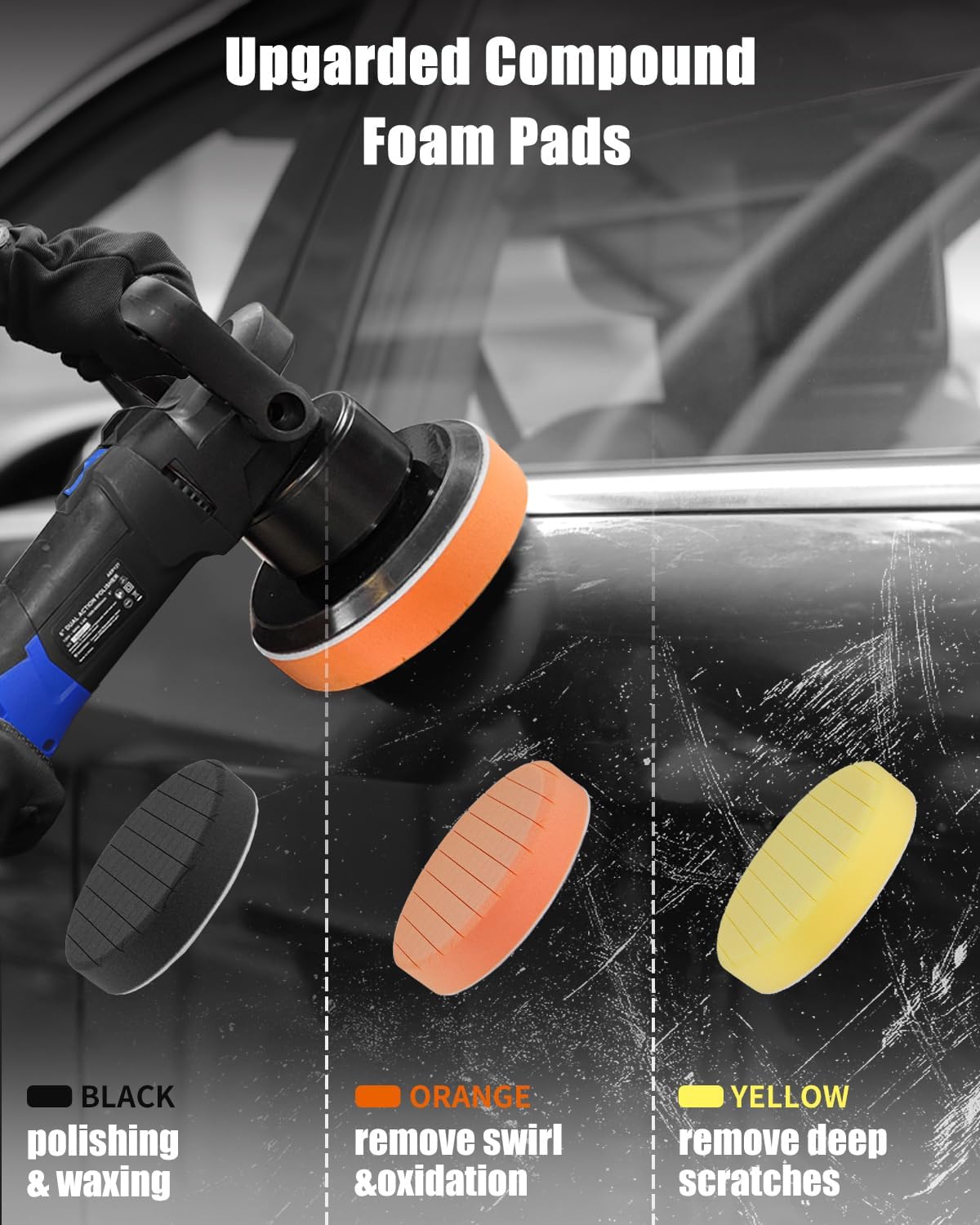 AVID POWER Buffer Polisher, 6-inch Dual Action/DA Polisher for Car Detailing, Random Orbital Car Buffer Polisher Waxer Kit with Variable Speed & 3 Polishing Pads-Blue