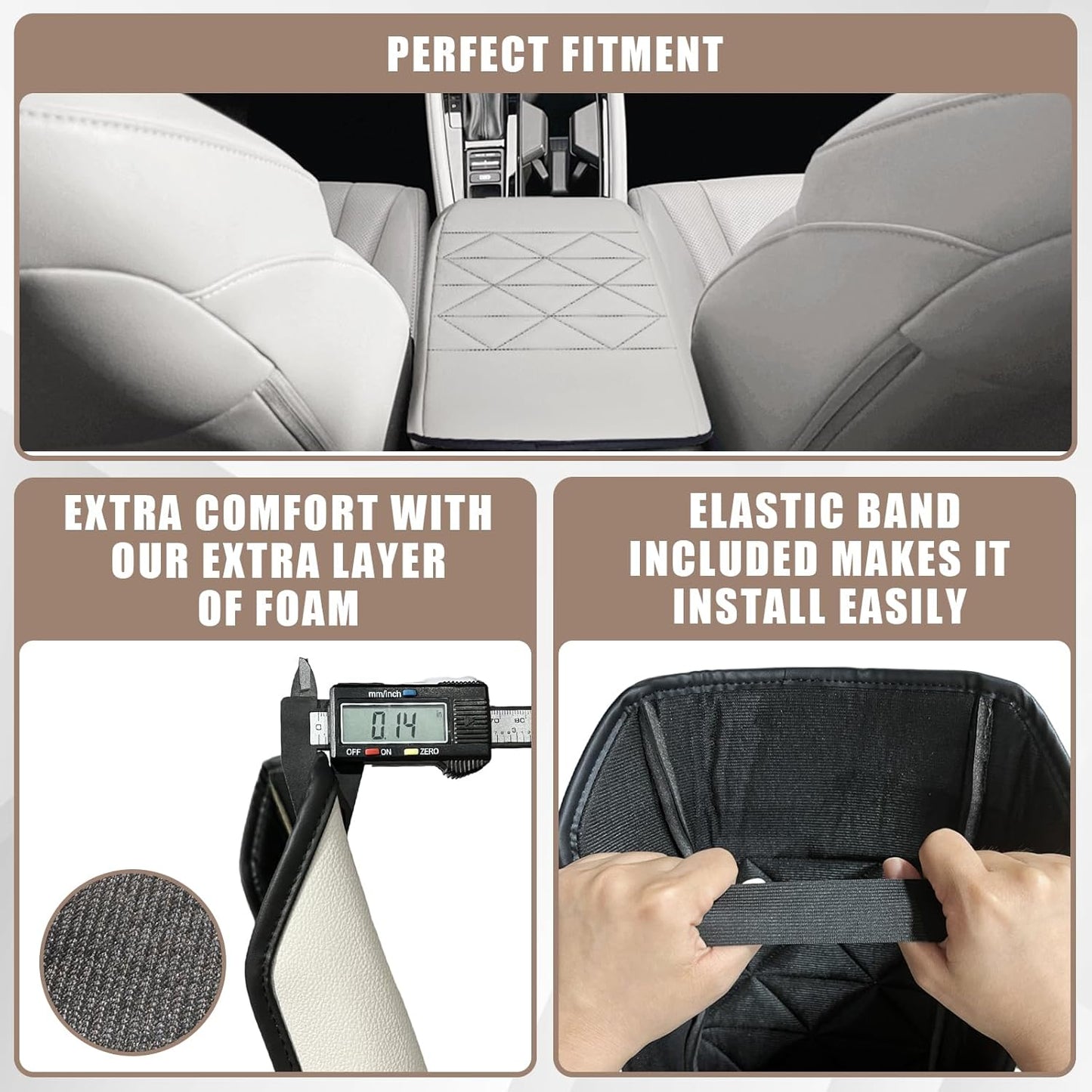 Muslogy for Accord 2025 2024 2023 Center Console Cover Armrest Pad Vegan Leather Extra Soft Armrest Lid Protector Compatible with Honda Accord LX EX Sport Hybrid EX-L Sport-L Touring (V2 White)