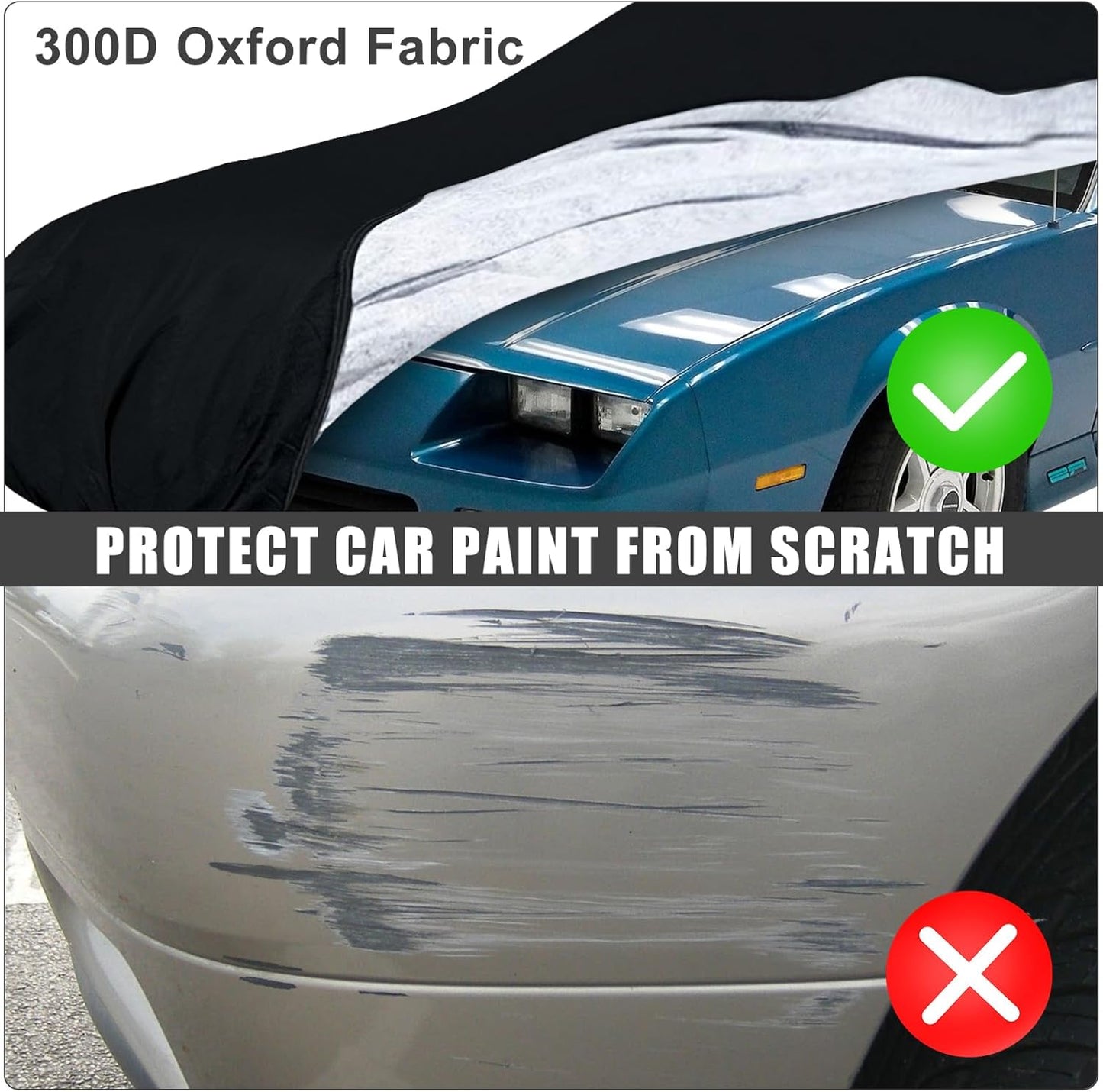 Waterproof Car Cover Compatible with Chevrolet Camaro 1982-2002 2 Door Coupe, Oxford Black All Weather Classic Car Covers with Inner Cotton for Snow Rain Paint Protection(RS SS Z28)