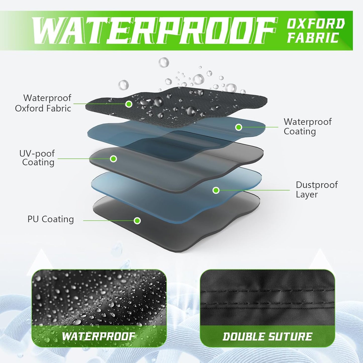 COVERVIN Motorcycle Cover, All Weather Outdoor Waterproof Night Protection with Reflective Strips, Locking Holes and Storage Bag for 86 Inch Suzuki, Kawasaki, Honda, Harley-Davidson(Silver M)