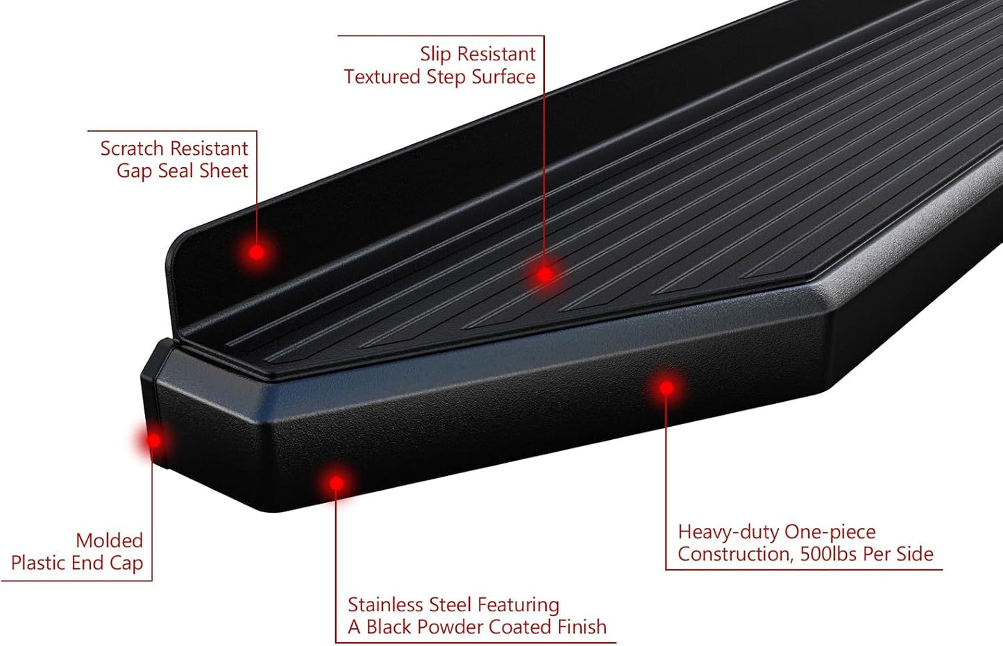 APS Black Stainless Steel Running Boards Style Compatible with Ford F150 2015-2025 Regular Cab & F-250 F-350 Super Duty 2017-2025 (Side Steps Side Bars) 6in Wide