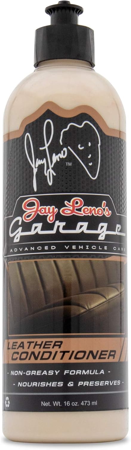 Jay Leno's Garage Leather Conditioner – 16 oz | Nourishes & Protects Car Leather | Lanolin & Beeswax Formula | Prevents Cracking & Fading | Non-Greasy Finish