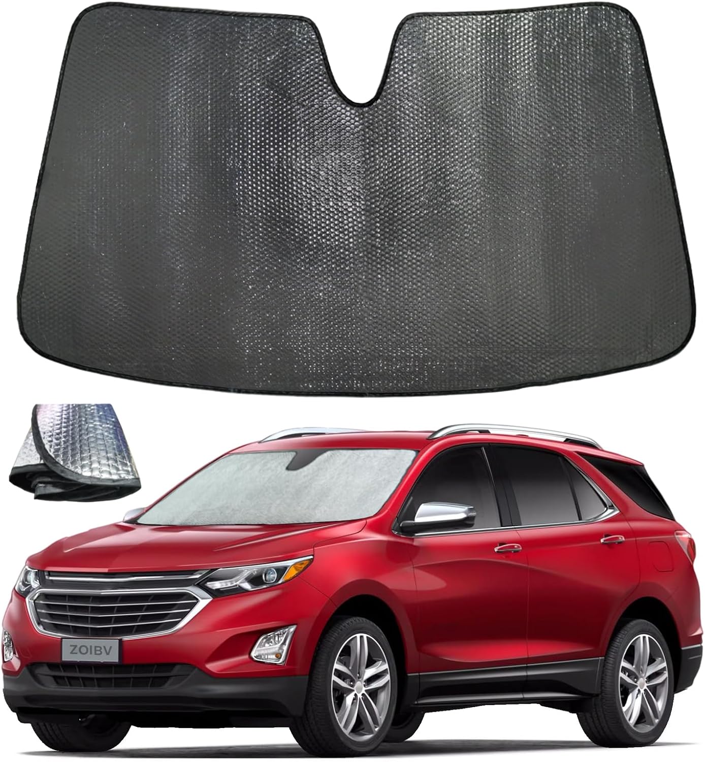 Windshield Sun Shade for Chevrolet Chevy Equinox 2018-2024 (Not for Equinox EV) - 5-Layer Bubble Foldable Front Window Shade Sun Visor Accessories - Blocks Heat & UV Rays