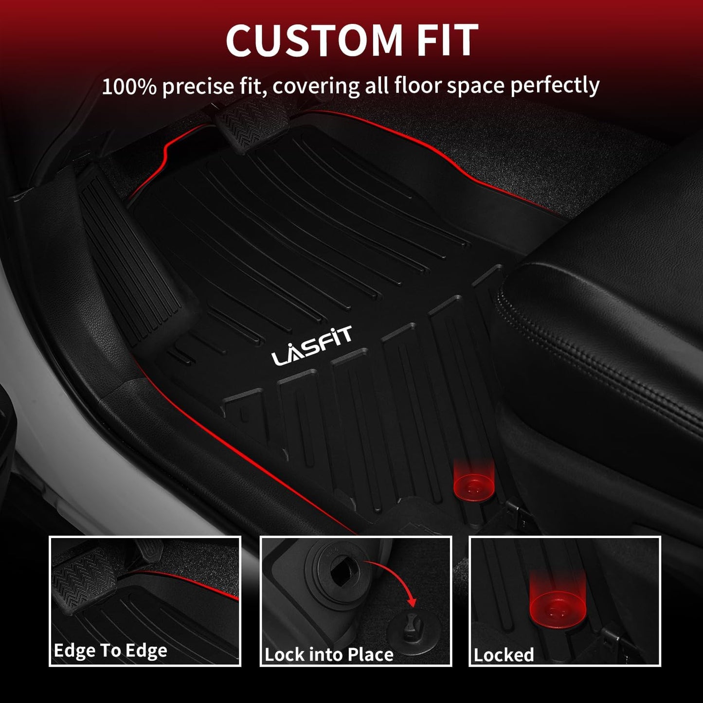 LASFIT Floor Mats for Toyota RAV4 2013-2018 (Not for Hybrid&Prime) All Weather Floor Liner for rav4 LE/XLE/SE/Limited TPE Custom Fit Mats for Toyota RAV 4 Car Mats Front&Rear 2 Row Mats,Black