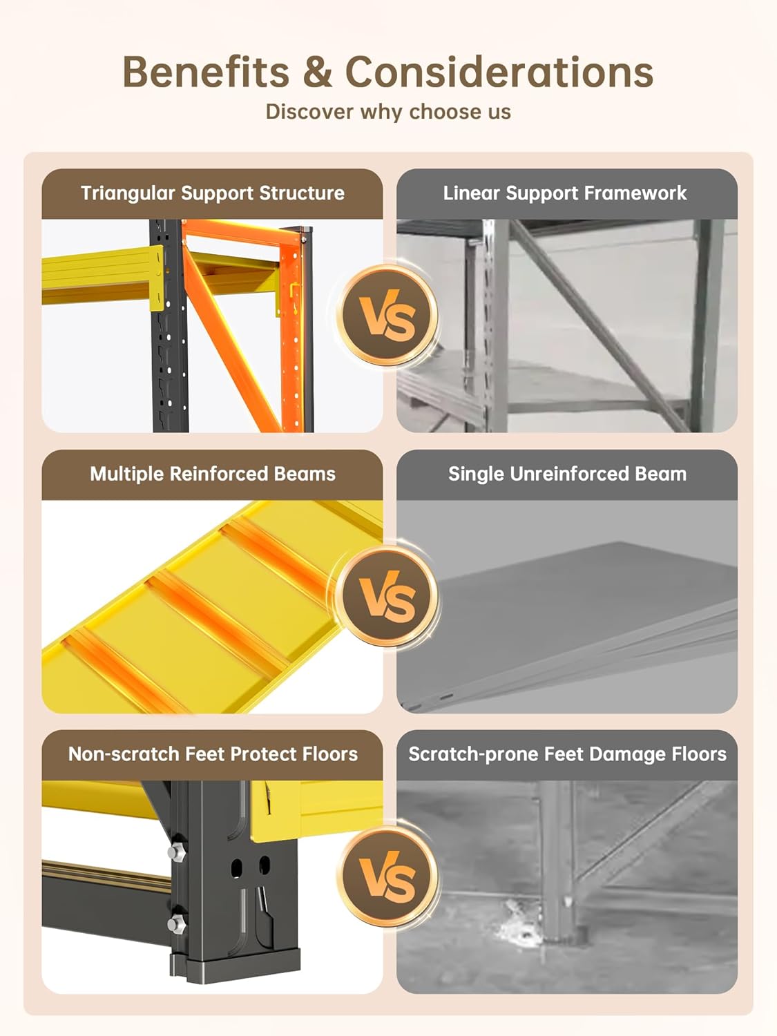 4-Tier Storage Shelves,79" H Heavy-Duty Garage Shelving Unit,Adjustable Industrial Metal Shelf System,3,400lbs Capacity,Tool Organizer for Garage,Workshop,42" W*20" D*79" H,Black&Yellow