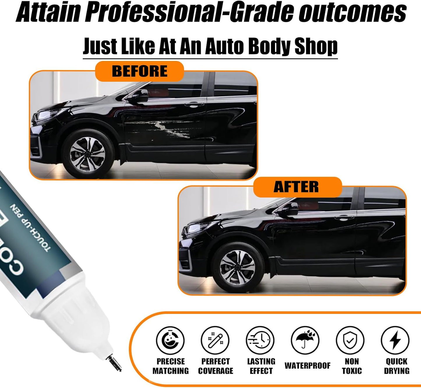 Crystal Black Pearl(NH-731P) Touch Up Paint Compatible with Honda, Car Paint Pen Scratch Repair Two-In-One Touch Up Paint, Premium Car Scratch Remover for Deep Scratches