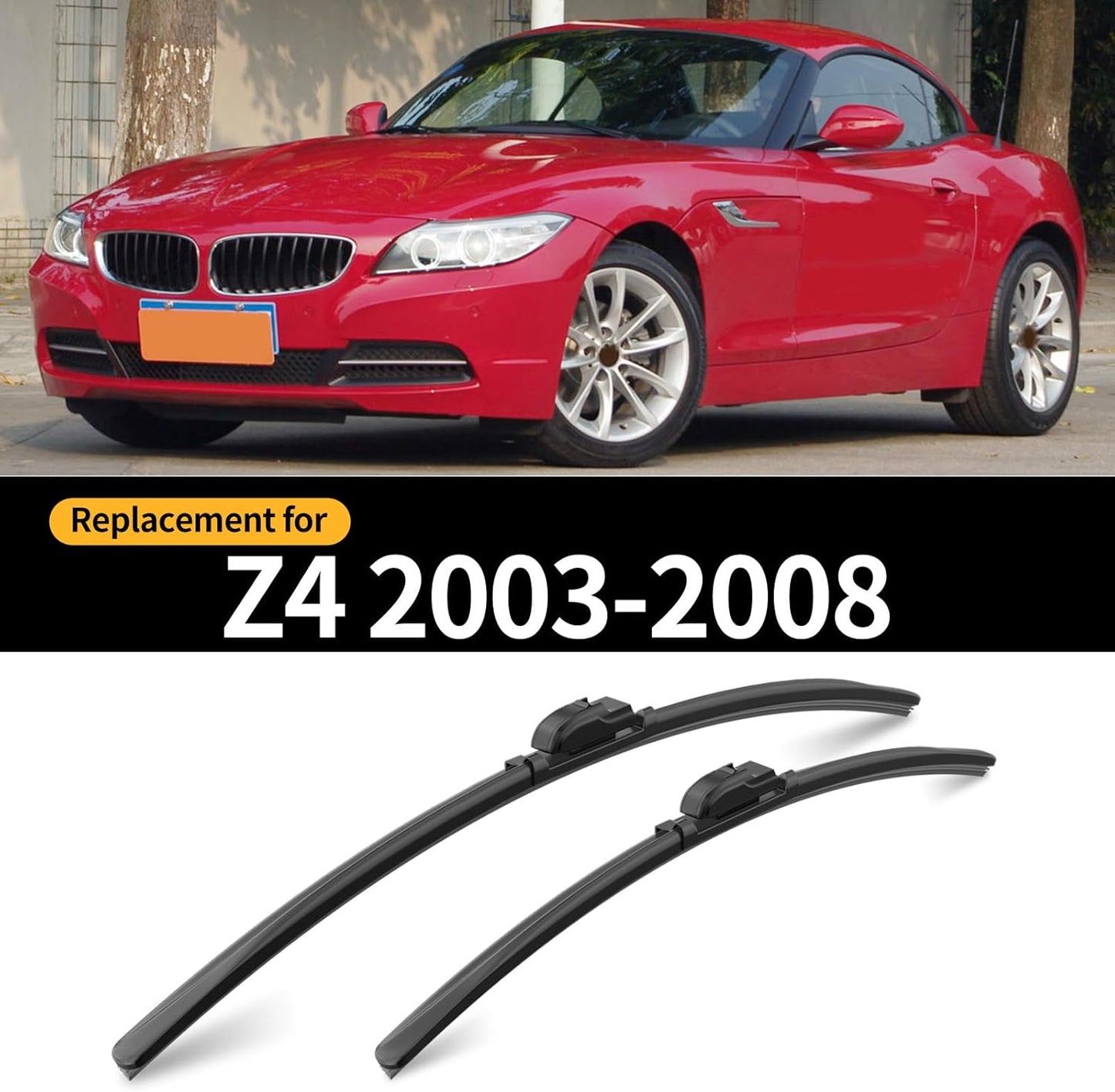 Front Windshield Wipers, 2-Piece Set for BMW Z4 2.5i 3.0i 3.0si 2003 2004 2005 2006 2007 2008 - Automotive Replacement Front Wiper Blades for Car Window