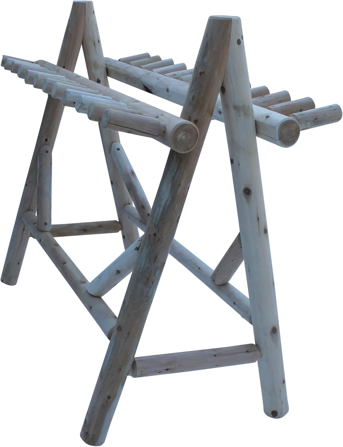 22-Place Freestanding Ski Log Racks, Pole Ski Holders, Garage Racks for Organization, Pole Stands, Snowboard Rack Garage, Snow Skis Sports Storage - Unfinished + 15" Anchor Kit