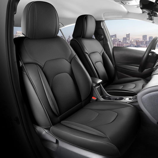 FREESOO Car Seat Covers Front Seats 2PCs,Waterproof Automotive Seat Covers, Leather Cars Interior Covers, Seats Protection Universal fit Babies & Adult (Black)