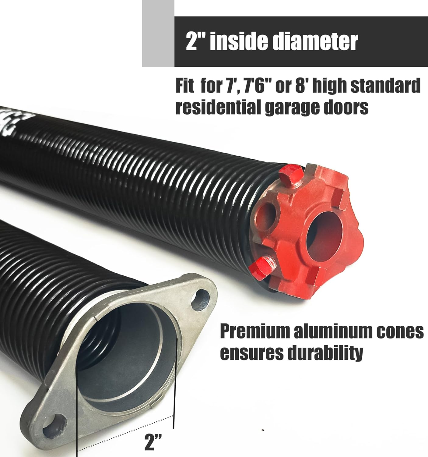 Garage Door Torsion Spring Set, Pair of 2" Electrophoresis Coated Garage Door Spring Replacement with 2 Non-Slip Winding Bars and Bearing, Minimum 16000 Cycles (.234x2x25")