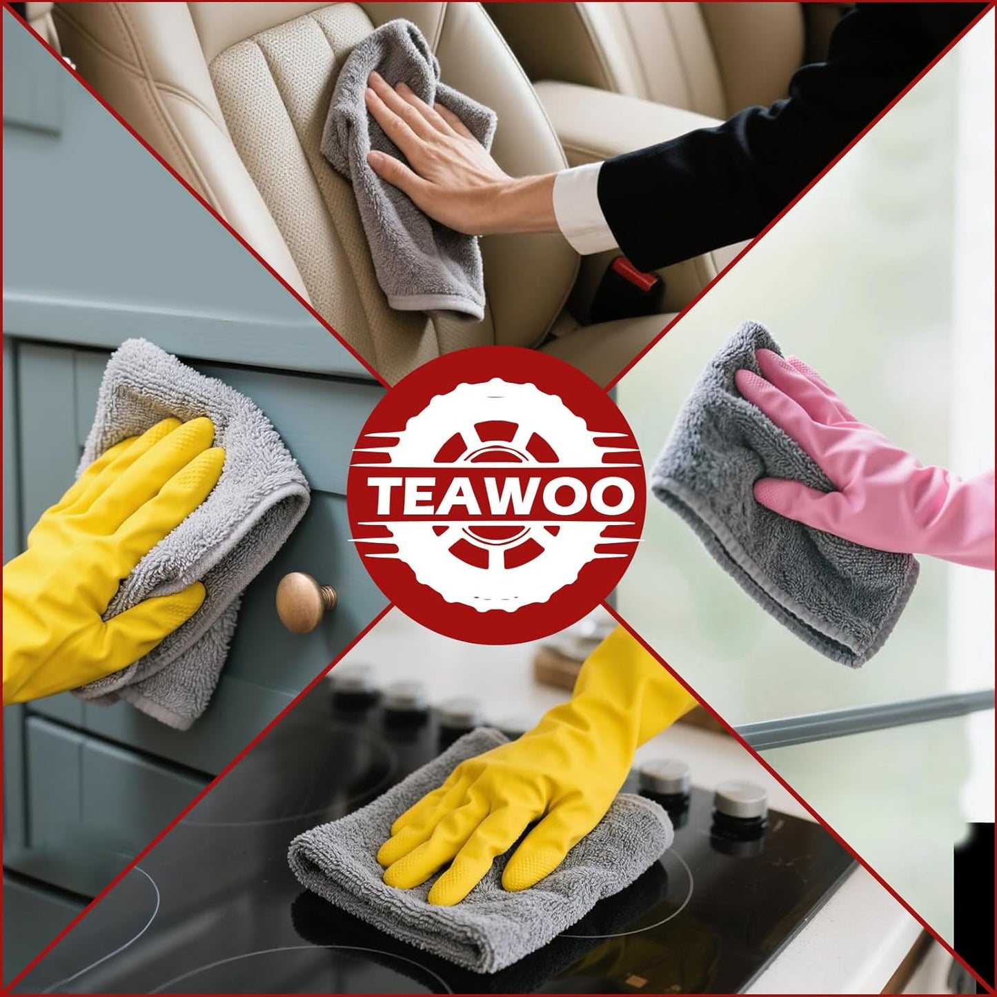 Microfiber Cleaning Cloths Bulk-50 Pack, Gray Microfiber Towels for Cars, Ultra Absorbent Microfiber Towel Weave Grime & Liquid for Streak-Free Mirror Shine - Car Washing Cloth