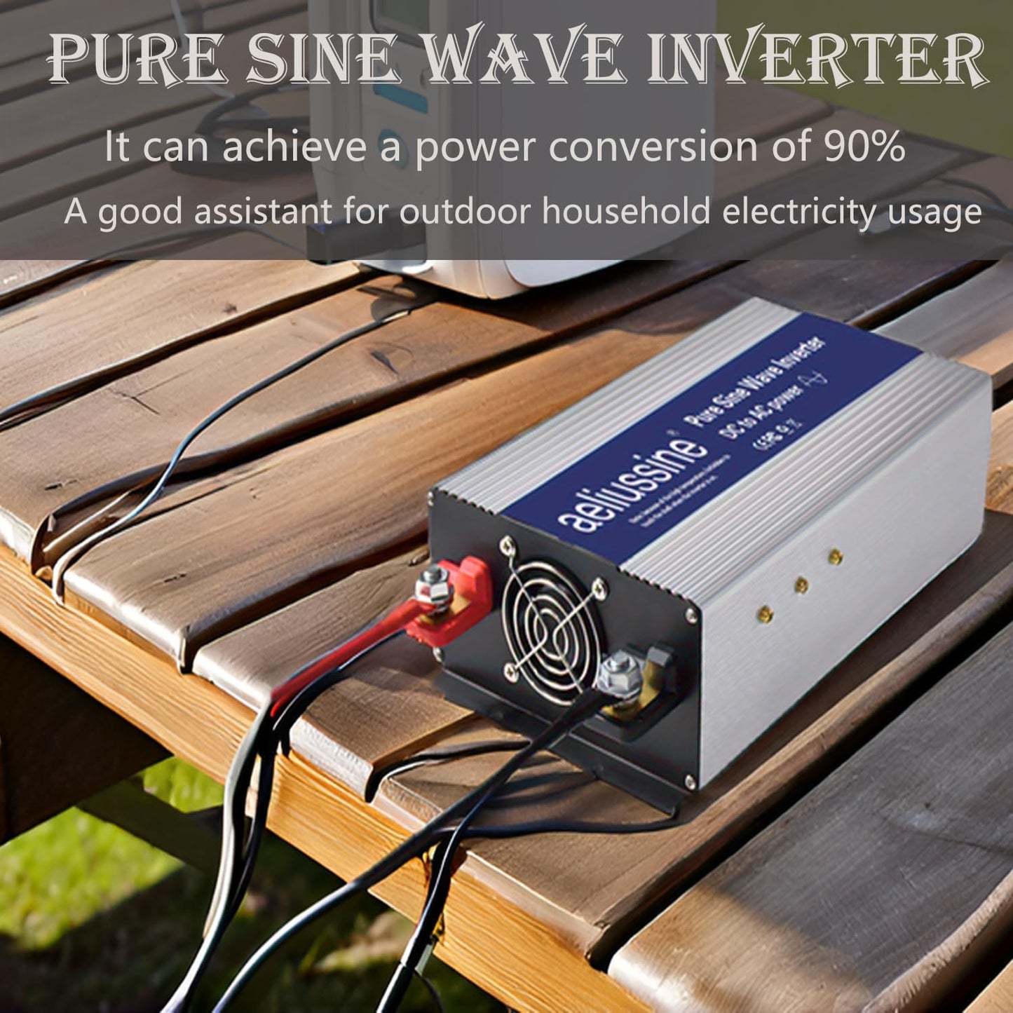 800W Pure Sine Wave Inverter-48V DC to 110V 120V AC Power Converter with 2 AC Outlets, 48 Volt Power Inverter for Truck, Rv, Camping, Home, Emergency Power