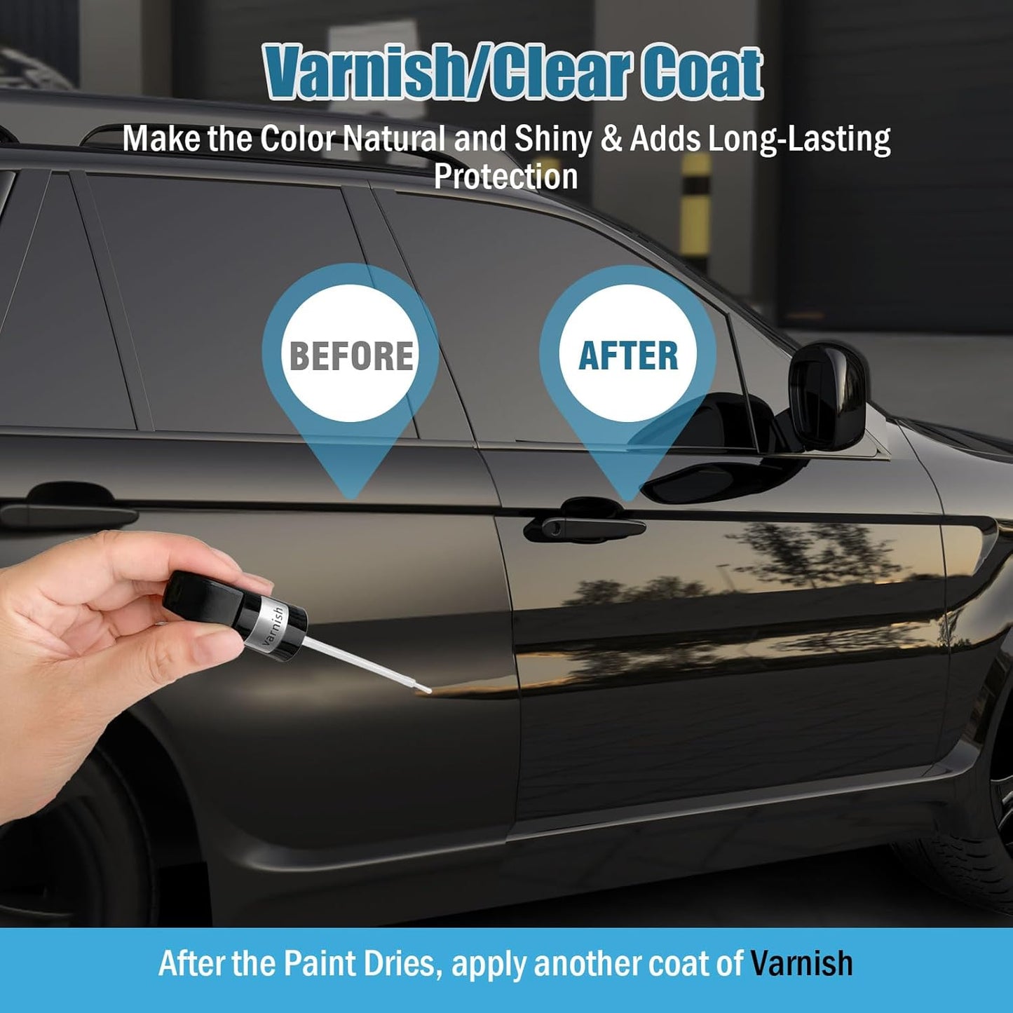 Black Touch Up Paint for Cars, Car Scratch Repair Pen, Color Accurate Automotive Paint with Varnish Clear Coat Pen Quick and Easy Fix Vehicles Chip Rim Scuff Repair