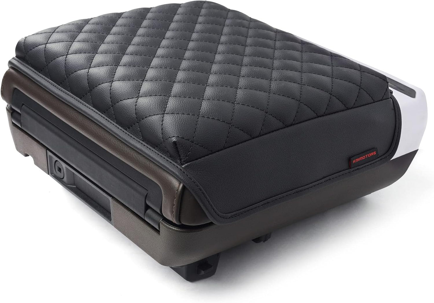 KMMOTORS F150(2021-2023) Center Console Cover with Work Surface, Thick Armrest Cushion, Interior Accessories Car Gadget, Vegan Leather, Armrest Protector (2021~2025, Work Surface Black), F150