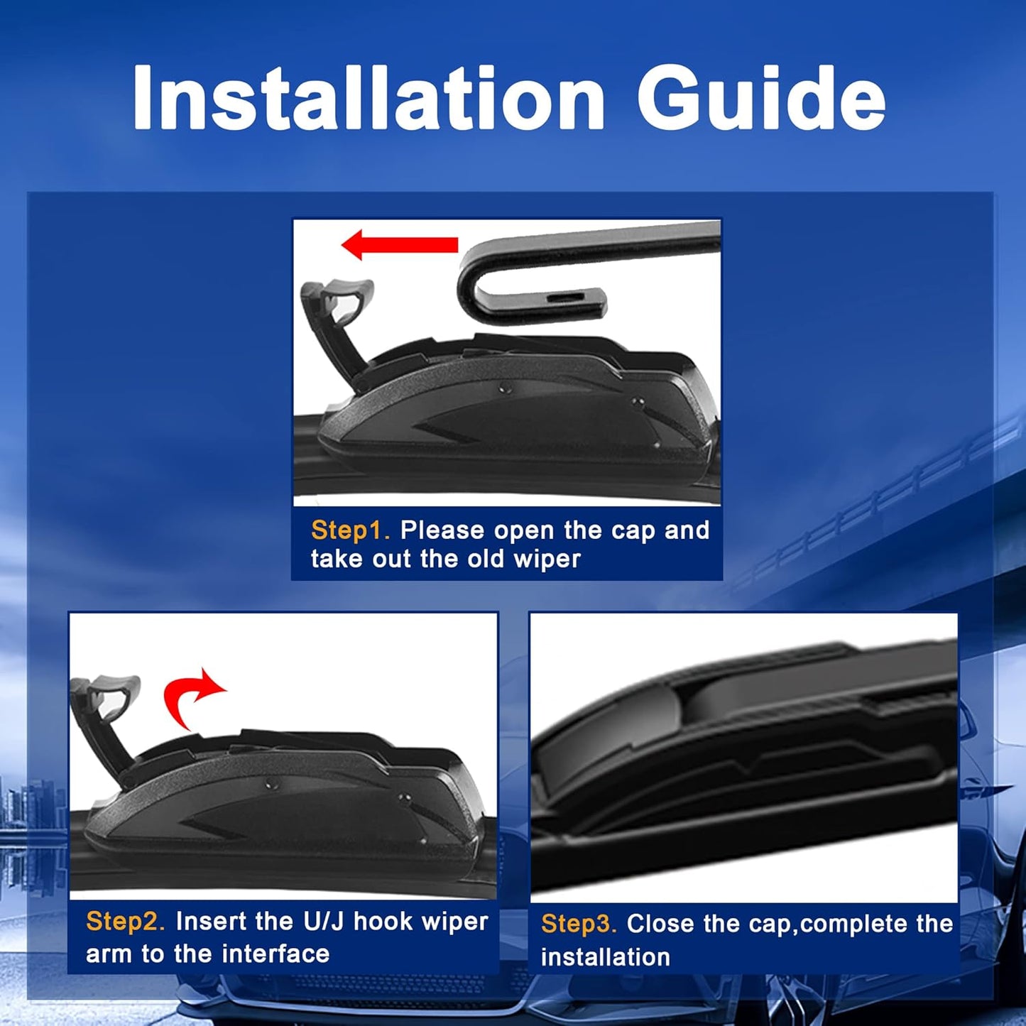 Windshield Wiper Blades Replacement for Toyota Yaris 2007 2008 2009 2010 2011 Original Factory Quality Front Rear Wipers Blade Set for My Car - 26" 14" 12" (Pack of 3)