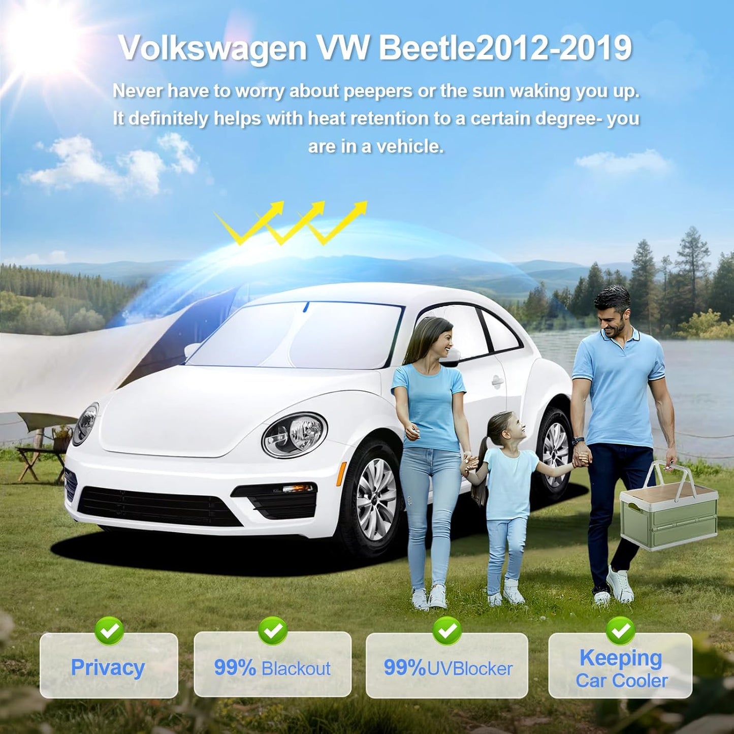 6pcs Car Window Shades for Volkswagen VW Beetle 2012-2019 Accessories,Windshield Side Rear Full Sunshade,Sun Visor UV Blocking, Privacy Protection and Blackout for Camping Outdoor