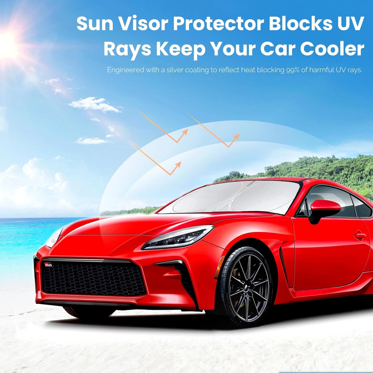 Sunshade for Toyota 86/2022-2023 Toyota GR86 Accessories Front Window 210T Sliver Coating Reflective Polyester Shield Cover for Windshield Sun Visor Protector Block UV Ray