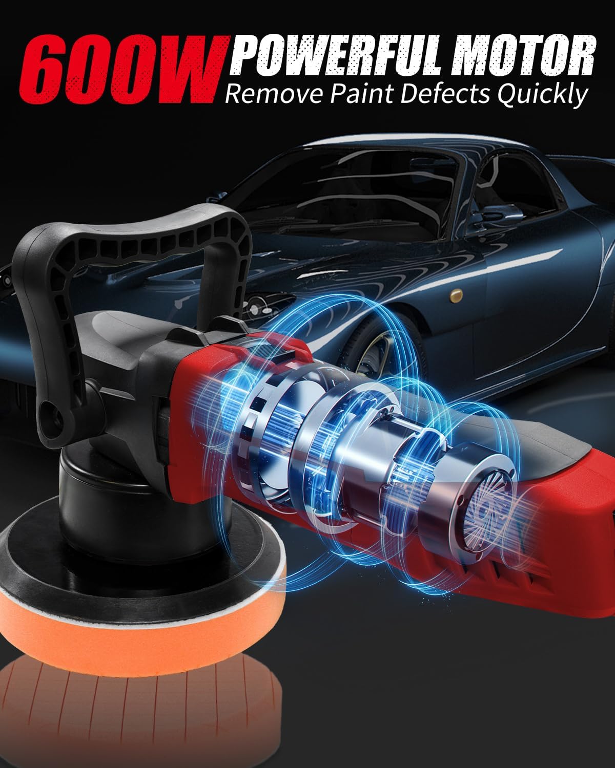 AVID POWER Buffer Polisher, 6-inch Dual Action/DA Polisher for Car Detailing, Random Orbital Car Buffer Polisher Waxer Kit with Variable Speed & 3 Polishing Pads