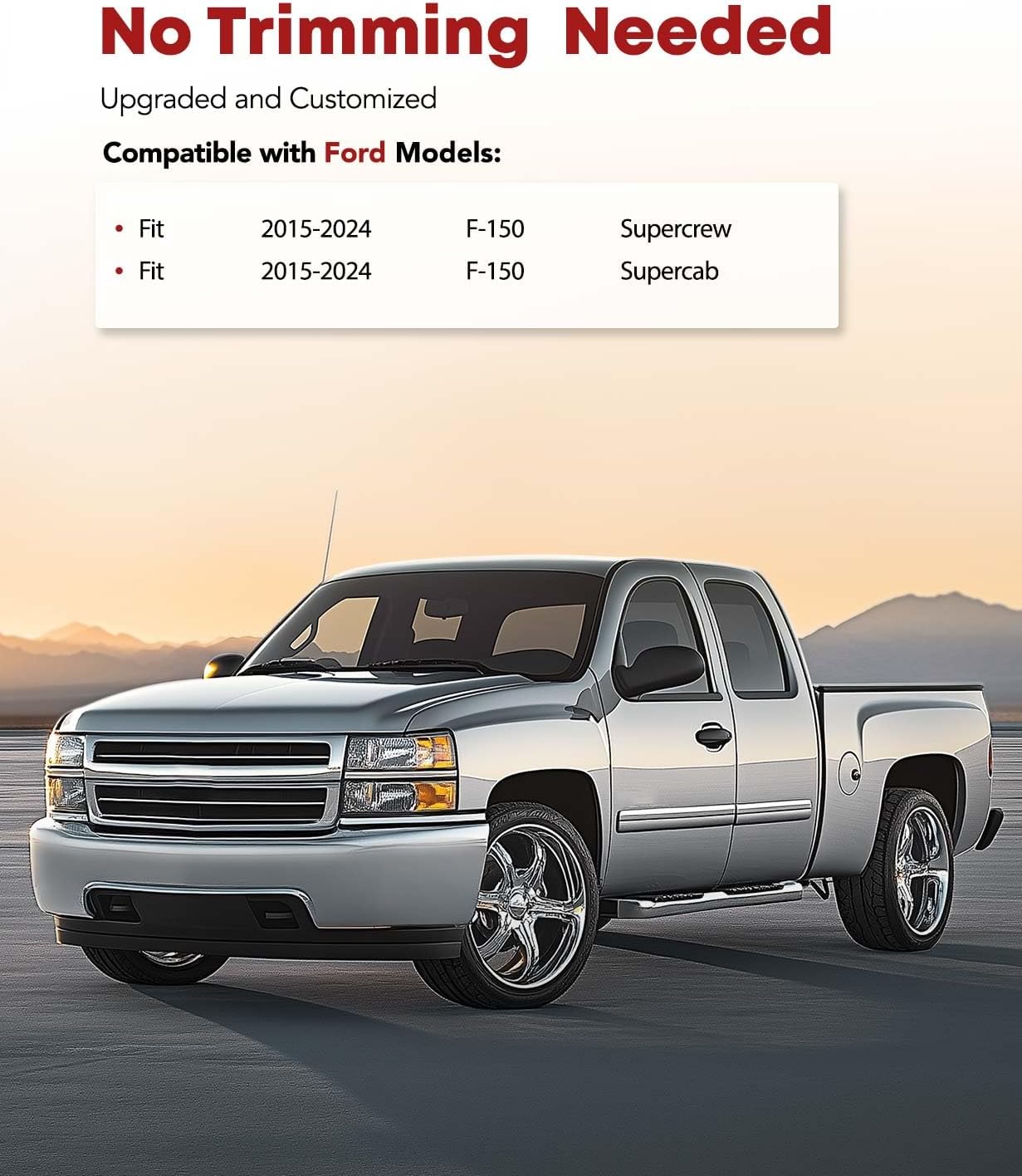 YHTAUTO Automotive Floor Mats Replacement for 2015-2024 Ford F-150 F150 SuperCab & SuperCrew All Weather Car Mats Custom Fit TPE Liners Front Seat, Waterproof Anti-Slip Odorless Car Mats Black