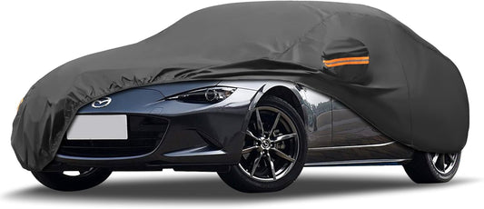 MORNYRAY Compatible with Mazda MX-5,Car Cover Outdoor Waterproof Sun Rain Snow Hail Protection with Driver Door Zipper (Black, Custom Fit for Mazda MX-5)