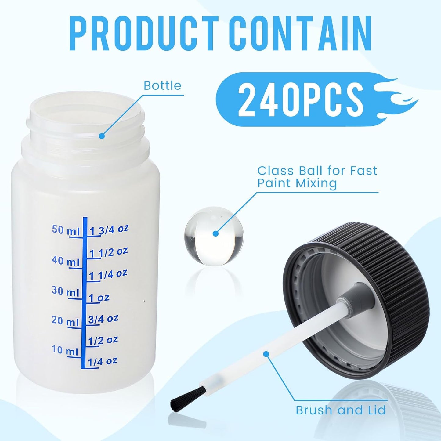 Mumufy 60 Pcs Touch up Paint Bottles with Brush and Lid Empty Touch up Bottle with Mixing Balls 2 oz Fluid Capacity Leftover Paint Container for Car Scratches Repair (Black,Blue)
