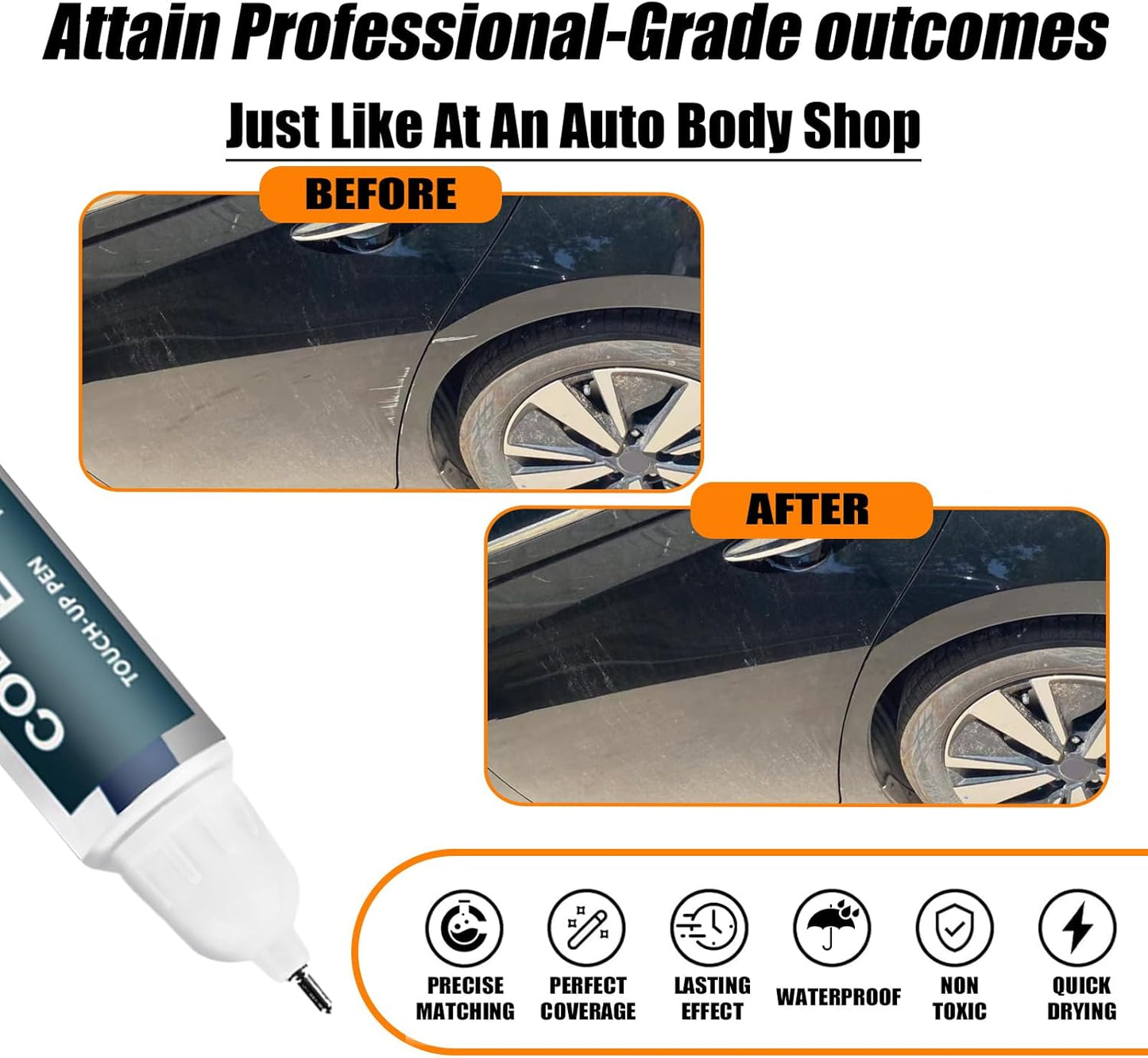 KH3 Black Obsidian/Super Black Touch Up Paint for Nissan, Car Paint Pen Scratch Repair Two-In-One Touch Up Paint, Premium Car Scratch Remover for Deep Scratches