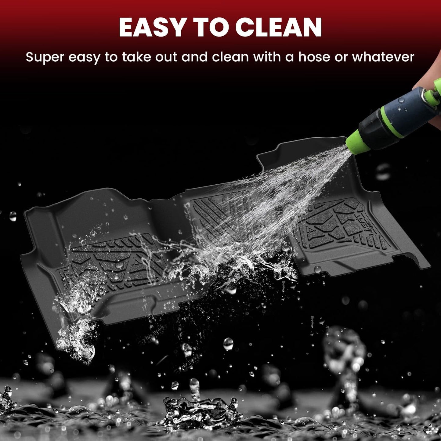 LASFIT Floor Mats 2014-2018 for Chevy Silverado/GMC Sierra 1500, 2015-2019 2500HD 3500 HD, Double Cab Only, 1st Row Bench Seat, All Weather TPE Custom Fit Car Floor Liners, with Carpet Floor Only