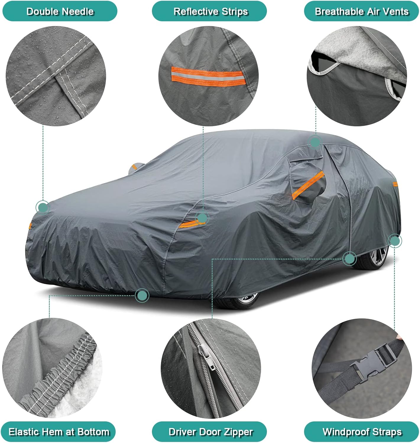 Premium Car Cover Custom Fit Mercedes-Benz C Class C250 C300 C350 C400 C450 C63 AMG, 16 Layers Heavy Duty Car Cover Waterproof All Weather with Zipper Door for Sun Rain Snow Dust Uv Protection