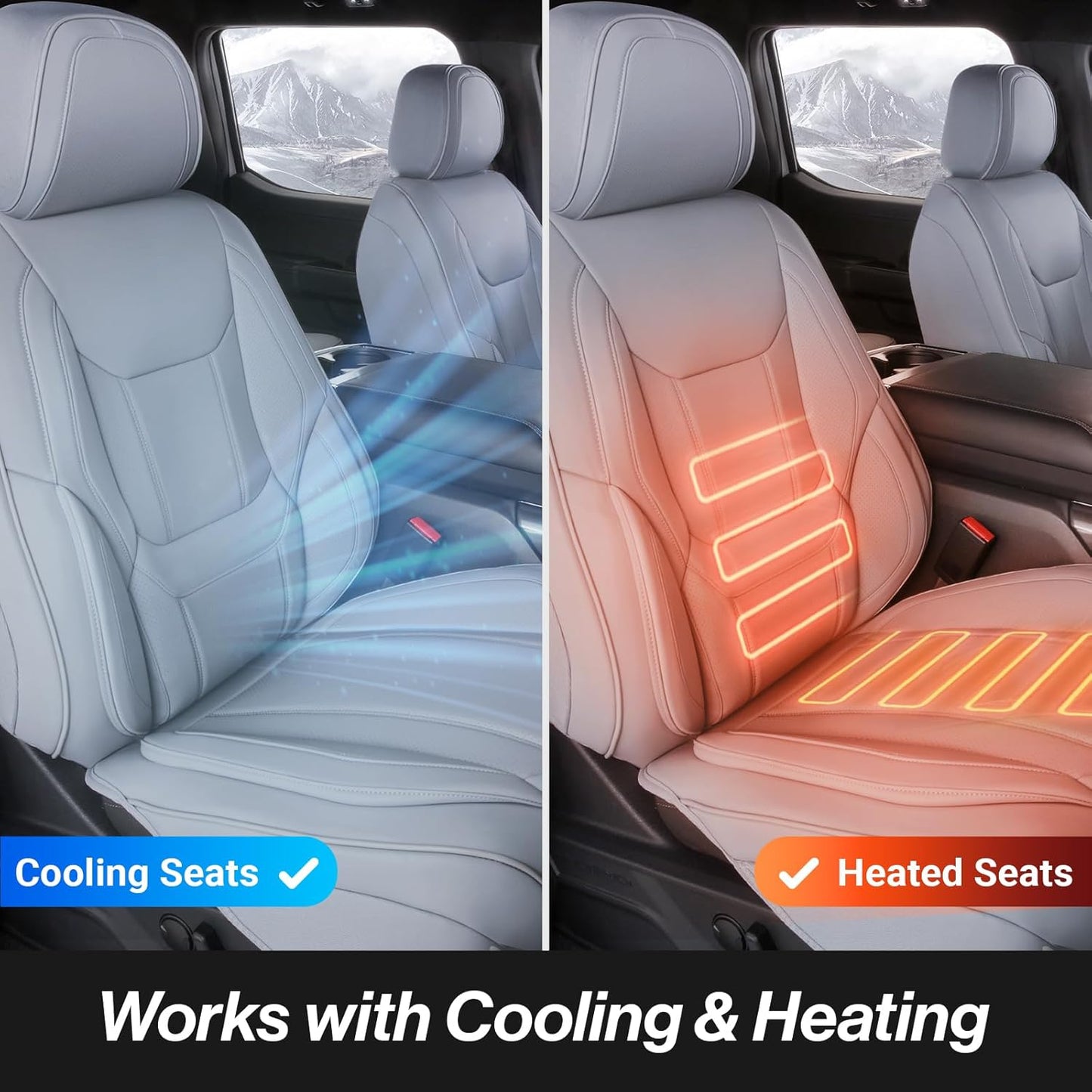 Coverland Custom Car Seat Covers Compatible with Ram 1500 2500 Mega Cab - Premium Leather Non-Slip Memory Foam Waterproof Cover Custom Interior Protector Full Set-Gray [See Size Chart-Size X111]