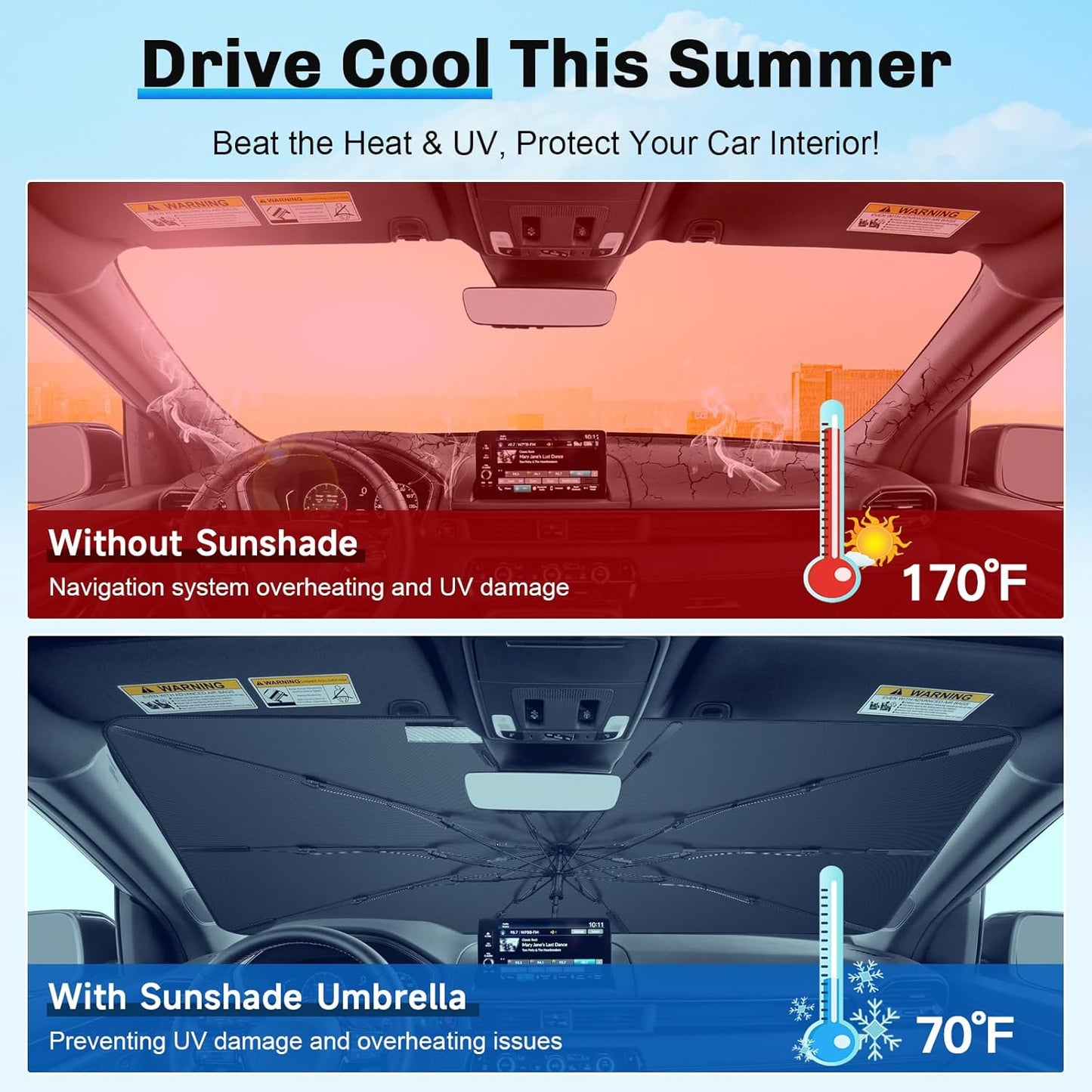 SXCY for 2023 2024 2025 Honda Pilot Windshield Umbrella Sunshade [Easier Foldable] for 2023 2024 2025 Honda Pilot Accessories 2024 2025 Pilot Sunshade Umbrella 2025 Pilot Windshield Umbrella Sun Shade