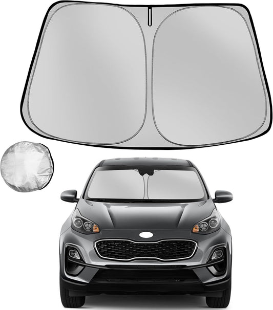 Windshield Sun Shade for 2018-2022 Kia Sportage Foldable Sun Sunshade for Car Front Window Blocks UV Rays and Heat Automotive Interior Protector Custom Fit Accessories