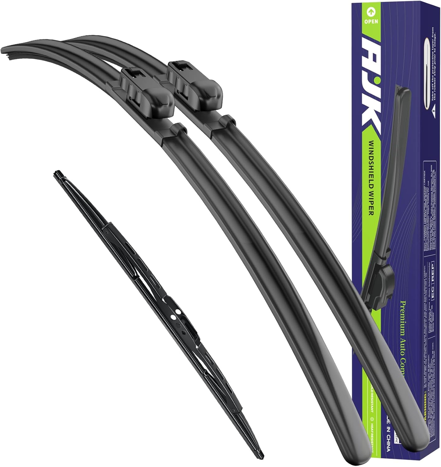 AJK Front Windshield Wiper for Chevrolet Bolt EV 2017 2018 2019 2020 2021 2022 2023 (Not for Bolt EUV), Original Equipment Back Window Wipers Blades, Conventional, Vehicle Specific Fit, Pack of 3